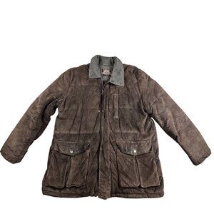 VTG Colebrook Leather Jacket Mens Large Brown Bomber Quilt Lined Coat 90s Y2K